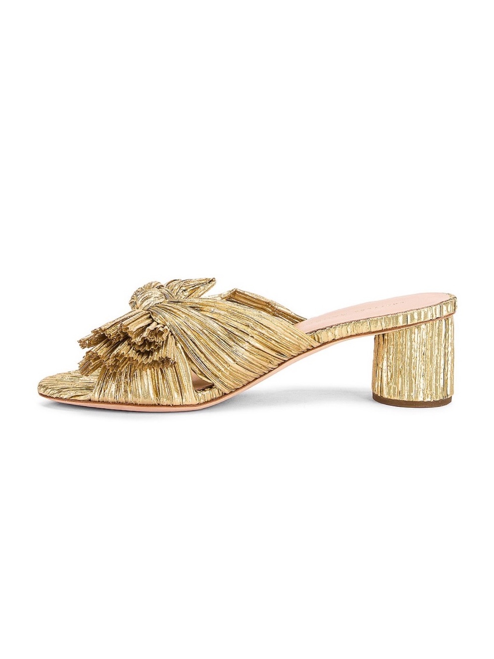 Loeffler Randall Gold Pleated Knot Slide Heels - Picture 7 of 10